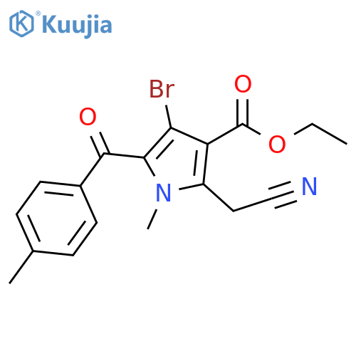1H-Pyrrole-3-carboxylic acid, 4-bromo-2-(cyanomethyl)-1-methyl-5-(4-methylbenzoyl)-, ethyl ester structure
