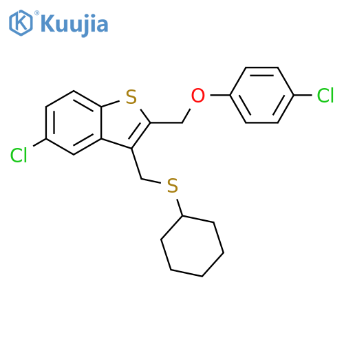 Benzo[b]thiophene,5-chloro-2-[(4-chlorophenoxy)methyl]-3-[(cyclohexylthio)methyl]- structure