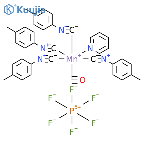 Manganese(1+),carbonyltetrakis(1-isocyano-4-methylbenzene)(pyridine)-,hexafluorophosphate(1-) structure
