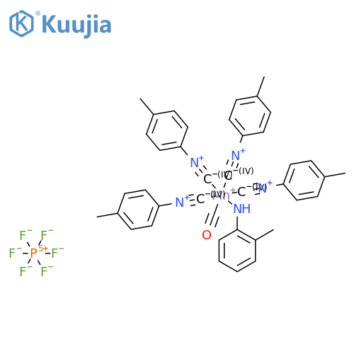 Manganese(1+),carbonyltetrakis(1-isocyano-4-methylbenzene)(2-methylbenzenamine)-,hexafluorophosphate(1-) structure