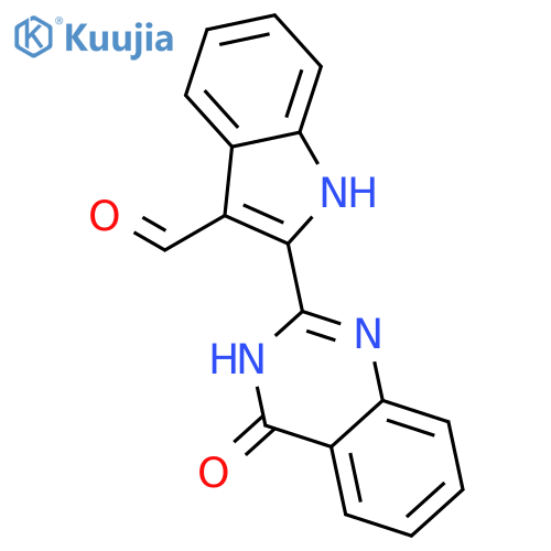2-(4-oxo-3,4-dihydroquinazolin-2-yl)-1H-indole-3-carbaldehyde structure