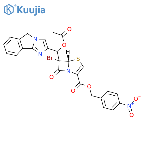 4-Thia-1-azabicyclo[3.2.0]hept-2-ene-2-carboxylic acid,6-[(acetyloxy)-5H-imidazo[2,1-a]isoindol-2-ylmethyl]-6-bromo-7-oxo-,(4-nitrophenyl)methyl ester, (5R)- structure
