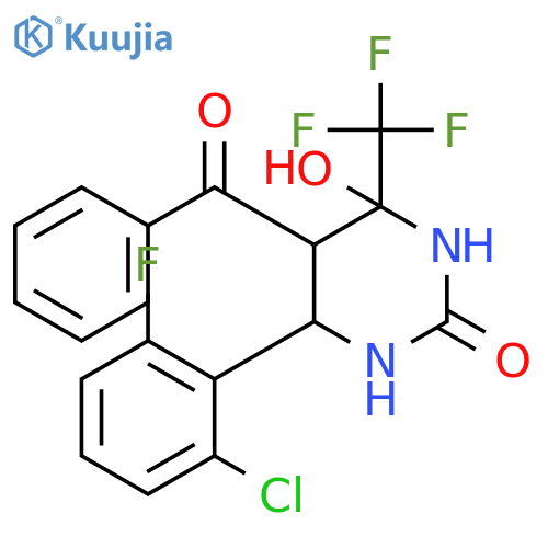 5-benzoyl-6-(2-chloro-6-fluorophenyl)-4-hydroxy-4-(trifluoromethyl)-1,3-diazinan-2-one structure