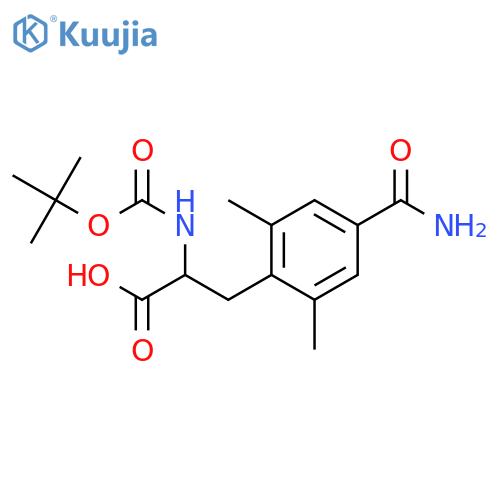 (S)-2-(tert-butoxycarbonylamino)-3-(4-carbamoyl-2,6-dimethylphenyl)propanoic acid structure