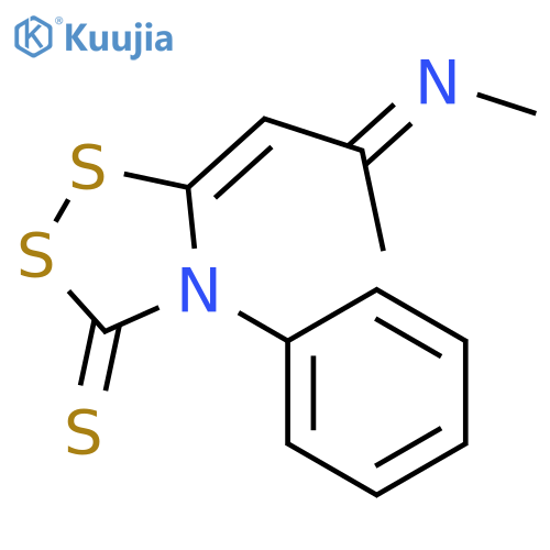 1,2,4-Dithiazolidine-3-thione, 5-[2-(methylimino)propylidene]-4-phenyl- structure