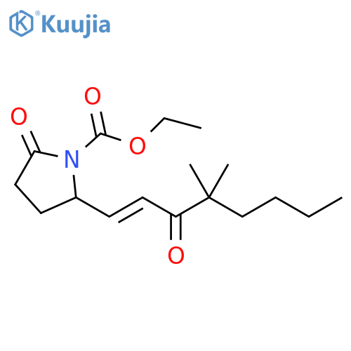 1-Pyrrolidinecarboxylic acid, 2-(4,4-dimethyl-3-oxo-1-octenyl)-5-oxo-, ethyl ester, (E)- (9CI) structure