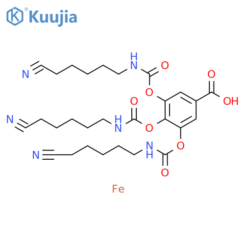 Benzoic acid, 3,4,5-tris[[[(5-cyanopentyl)amino]carbonyl]oxy]-, iron(2+)salt (2:1) structure