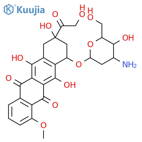 5,12-Naphthacenedione,10-[(3-amino-2,3-dideoxy-a-L-ribo-hexopyranosyl)oxy]-7,8,9,10-tetrahydro-6,8,11-trihydroxy-8-(hydroxyacetyl)-1-methoxy-,(8S,10S)- (9CI) structure