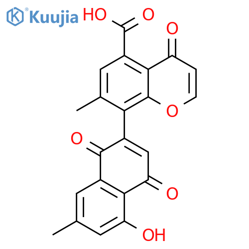 4H-1-Benzopyran-5-carboxylic acid,8-(1,4-dihydro-5-hydroxy-7-methyl-1,4-dioxo-2-naphthalenyl)-7-methyl-4-oxo- structure