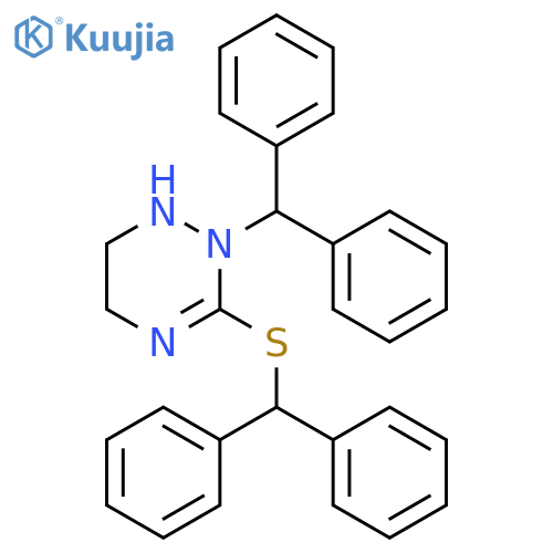 1,2,4-Triazine, 2-(diphenylmethyl)-3-[(diphenylmethyl)thio]-1,2,5,6-tetrahydro- structure