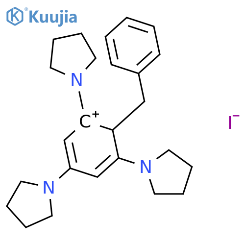 Cyclohexadienylium, 6-(phenylmethyl)-1,3,5-tri-1-pyrrolidinyl-, iodide structure