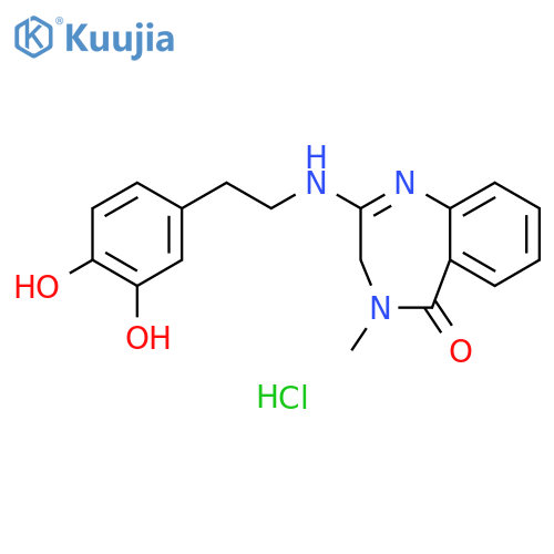 5H-1,4-Benzodiazepin-5-one, 2-[[2-(3,4-dihydroxyphenyl)ethyl]amino]-3,4-dihydro-4-methyl-, hydrochloride (1:1) structure