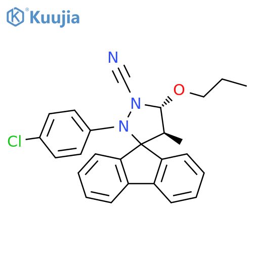 Spiro[9H-fluorene-9,3'-pyrazolidine]-1'-carbonitrile, 2'-(4-chlorophenyl)-4'-methyl-5'-propoxy-, trans- (9CI) structure