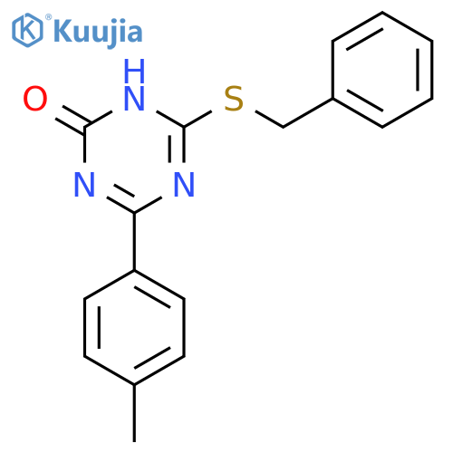 1,3,5-Triazin-2(1H)-one, 4-(4-methylphenyl)-6-[(phenylmethyl)thio]- structure