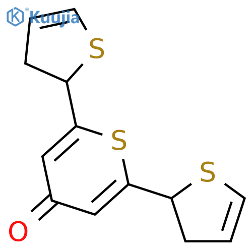 4H-THIOPYRAN-4-ONE, 2,3-DIHYDRO-2,6-DI-2-THIENYL- structure