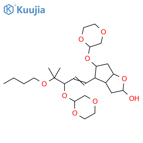 2H-Cyclopenta[b]furan-2-ol,4-[4-butoxy-3-(1,4-dioxan-2-yloxy)-4-methyl-1-pentenyl]-5-(1,4-dioxan-2-yloxy)hexahydro- structure