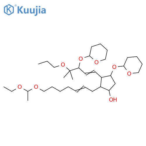 Cyclopentanol,2-[7-(1-ethoxyethoxy)-2-heptenyl]-3-[4-methyl-4-propoxy-3-[(tetrahydro-2H-pyran-2-yl)oxy]-1-pentenyl]-4-[(tetrahydro-2H-pyran-2-yl)oxy]- structure