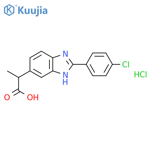 2-[2-(4-chlorophenyl)-1H-benzimidazol-6-yl]propanoic acid hydrochloride structure