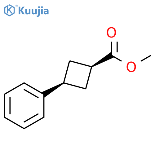 Cyclobutanecarboxylic acid, 3-phenyl-, methyl ester, cis- structure