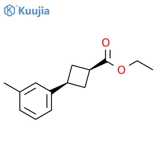 Cyclobutanecarboxylic acid, 3-(3-methylphenyl)-, ethyl ester, cis- structure