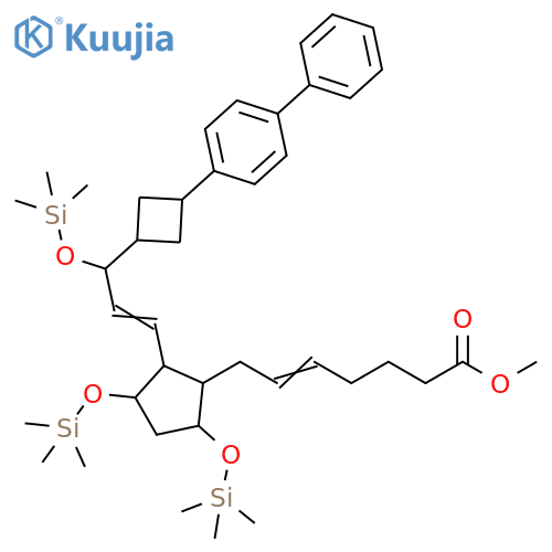 5-Heptenoic acid, 7-[2-[3-(3-[1,1'-biphenyl]-4-ylcyclobutyl)-3-[(trimethylsilyl)oxy]-1-propen-1-yl]-3,5-bis[(trimethylsilyl)oxy]cyclopentyl]-, methyl ester structure