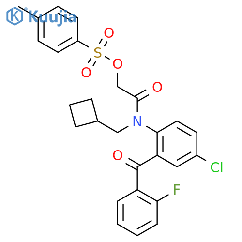 Acetamide,N-[4-chloro-2-(2-fluorobenzoyl)phenyl]-N-(cyclobutylmethyl)-2-[[(4-methylphenyl)sulfonyl]oxy]- structure