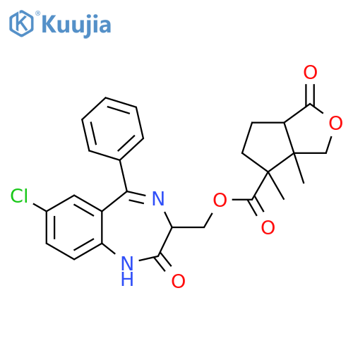 1H-Cyclopenta[c]furan-4-carboxylic acid,hexahydro-3a,4-dimethyl-1-oxo-,(7-chloro-2,3-dihydro-2-oxo-5-phenyl-1H-1,4-benzodiazepin-3-yl)methylester structure
