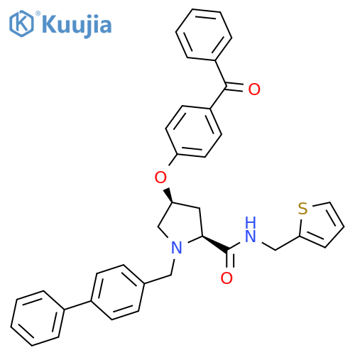 2-Pyrrolidinecarboxamide,4-(4-benzoylphenoxy)-1-([1,1'-biphenyl]-4-ylmethyl)-N-(2-thienylmethyl)-,(2S,4S)- structure