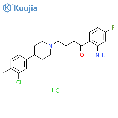 1-Butanone, 1-(2-amino-4-fluorophenyl)-4-[4-(3-chloro-4-methylphenyl)-1-piperidinyl]-, hydrochloride (1:) structure