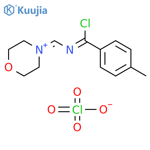 Morpholinium, 4-[[[chloro(4-methylphenyl)methylene]amino]methylene]-, perchlorate (1:1) structure