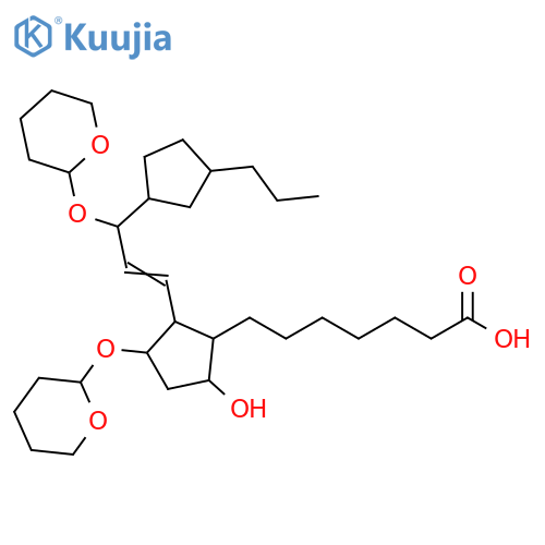 Cyclopentaneheptanoic acid,5-hydroxy-2-[3-(3-propylcyclopentyl)-3-[(tetrahydro-2H-pyran-2-yl)oxy]-1-propenyl]-3-[(tetrahydro-2H-pyran-2-yl)oxy]- structure