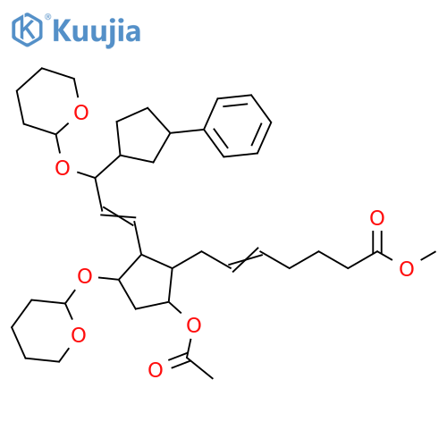 5-Heptenoic acid, 7-[5-(acetyloxy)-2-[3-(3-phenylcyclopentyl)-3-[(tetrahydro-2H-pyran-2-yl)oxy]-1-propen-1-yl]-3-[(tetrahydro-2H-pyran-2-yl)oxy]cyclopentyl]-, methyl ester structure