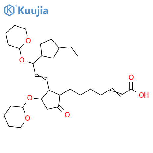 2-Heptenoic acid,7-[2-[3-(3-ethylcyclopentyl)-3-[(tetrahydro-2H-pyran-2-yl)oxy]-1-propenyl]-5-oxo-3-[(tetrahydro-2H-pyran-2-yl)oxy]cyclopentyl]- structure