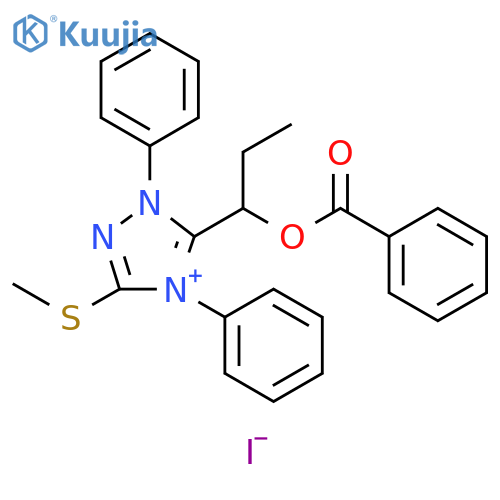 1H-1,2,4-Triazolium,5-[1-(benzoyloxy)propyl]-3-(methylthio)-1,4-diphenyl-, iodide structure