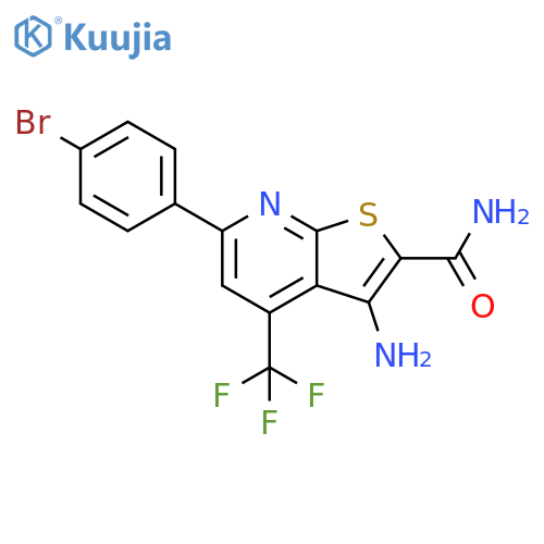 3-amino-6-(4-bromophenyl)-4-(trifluoromethyl)thieno2,3-bpyridine-2-carboxamide structure
