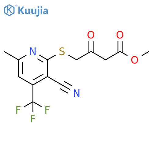 Methyl 4-{[3-cyano-6-methyl-4-(trifluoromethyl)pyridin-2-yl]sulfanyl}-3-oxobutanoate structure