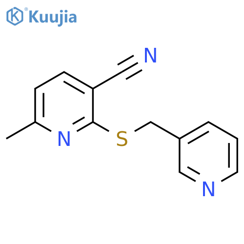 6-methyl-2-{(pyridin-3-yl)methylsulfanyl}pyridine-3-carbonitrile structure