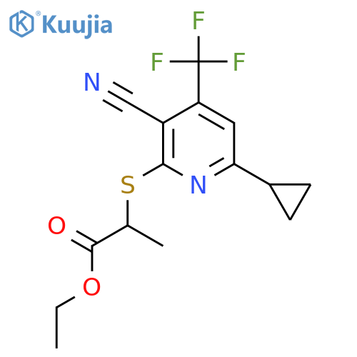 Ethyl 2-{[3-cyano-6-cyclopropyl-4-(trifluoromethyl)pyridin-2-yl]sulfanyl}propanoate structure