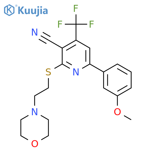 6-(3-Methoxyphenyl)-2-[(2-morpholinoethyl)sulfanyl]-4-(trifluoromethyl)nicotinonitrile structure
