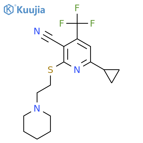 6-Cyclopropyl-2-{[2-(piperidin-1-yl)ethyl]sulfanyl}-4-(trifluoromethyl)pyridine-3-carbonitrile structure