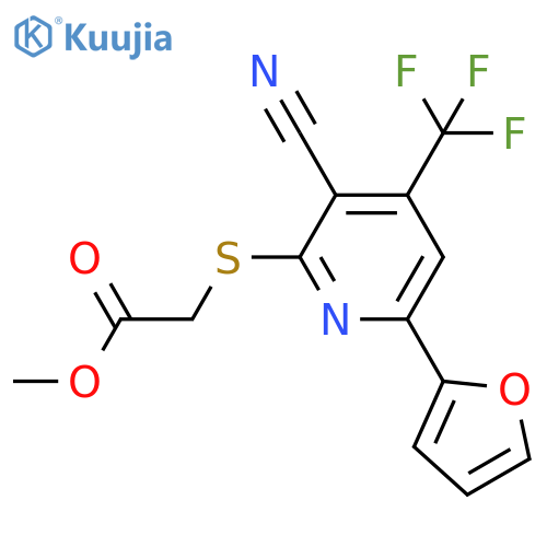 methyl 2-{[3-cyano-6-(furan-2-yl)-4-(trifluoromethyl)pyridin-2-yl]sulfanyl}acetate structure