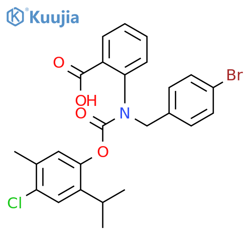 <br>2-[(4-Bromo-benzyl)-(4-chloro-2-isopropyl-5-methyl-phenoxycarbonyl)-amino]- benzoic acid structure