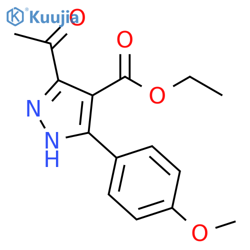 1H-Pyrazole-4-carboxylic acid, 3-acetyl-5-(4-methoxyphenyl)-, ethylester structure