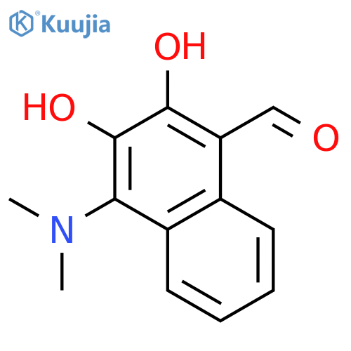 1-NAPHTHALENECARBOXALDEHYDE, 4-(DIMETHYLAMINO)-2,3-DIHYDROXY- structure