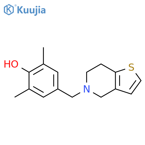 Phenol,4-[(6,7-dihydrothieno[3,2-c]pyridin-5(4H)-yl)methyl]-2,6-dimethyl- structure