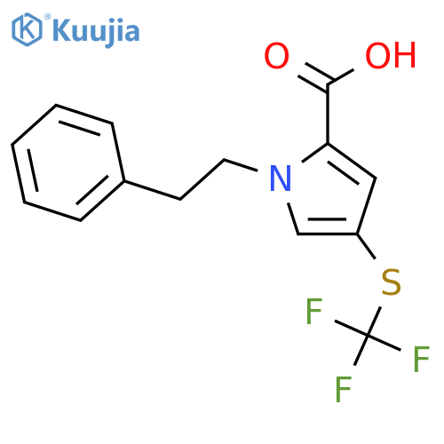 1H-Pyrrole-2-carboxylic acid, 1-(2-phenylethyl)-4-[(trifluoromethyl)thio]- structure
