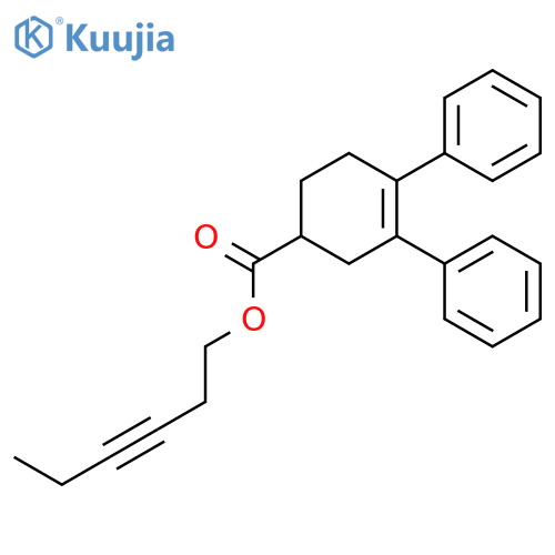 3-Cyclohexene-1-carboxylic acid, 3,4-diphenyl-, 3-hexynyl ester structure