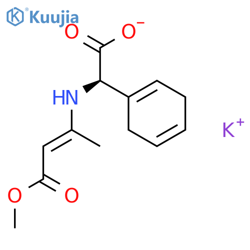 1,4-Cyclohexadiene-1-aceticacid, a-[(3-methoxy-1-methyl-3-oxo-1-propenyl)amino]-,monopotassium salt, (aR)- (9CI) structure