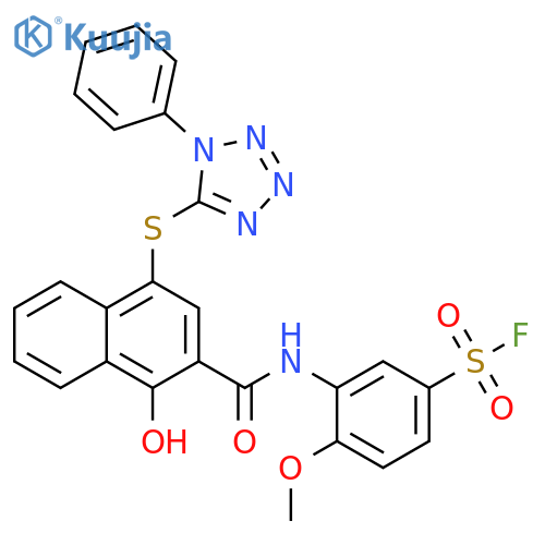 Benzenesulfonyl fluoride,3-[[[1-hydroxy-4-[(1-phenyl-1H-tetrazol-5-yl)thio]-2-naphthalenyl]carbonyl]amino]-4-methoxy- structure