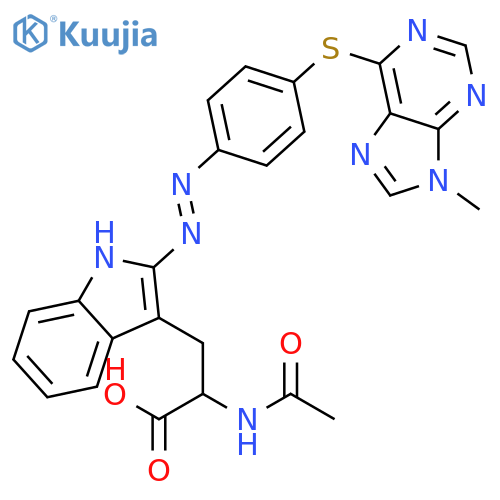 Tryptophan, N-acetyl-2-[[4-[(9-methyl-9H-purin-6-yl)thio]phenyl]azo]- structure